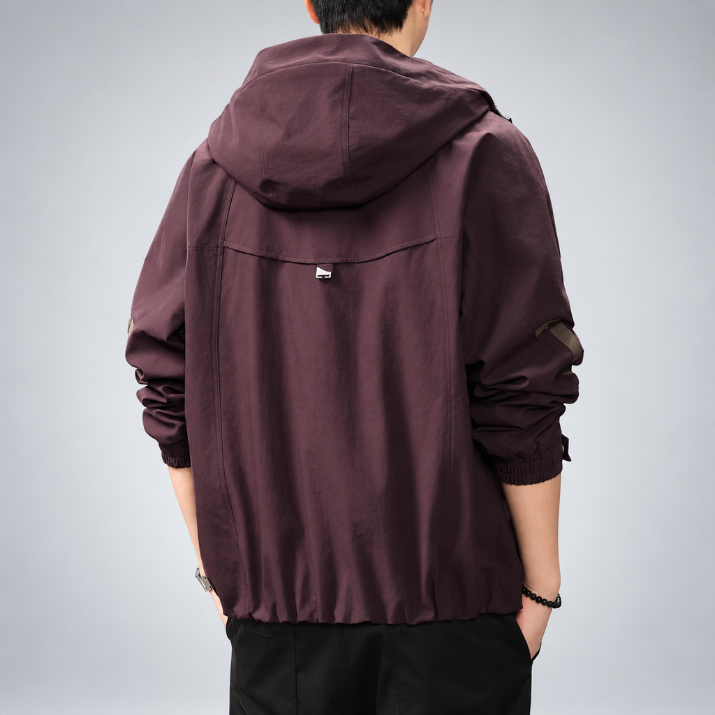 Hamilton Men's Drawstring Hood Jacket with Zipper and Snap Closure