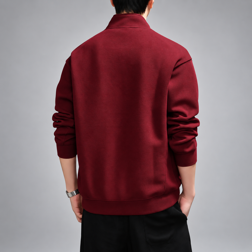 Vittorio Men's Quarter-Zip Sweatshirt with Stand Collar