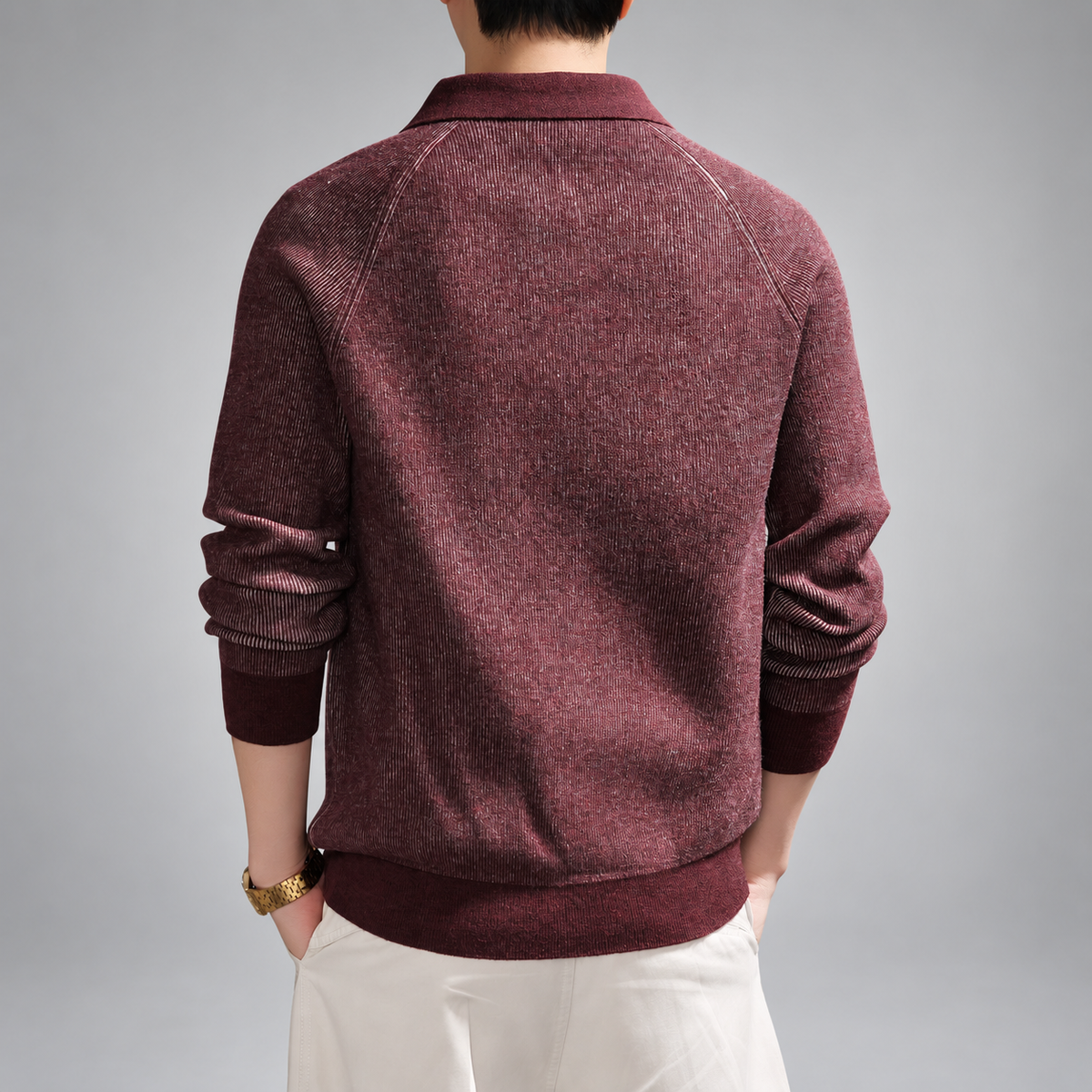 Oslo Men's Marled Rib-Knit Quarter-Zip Polo Sweater