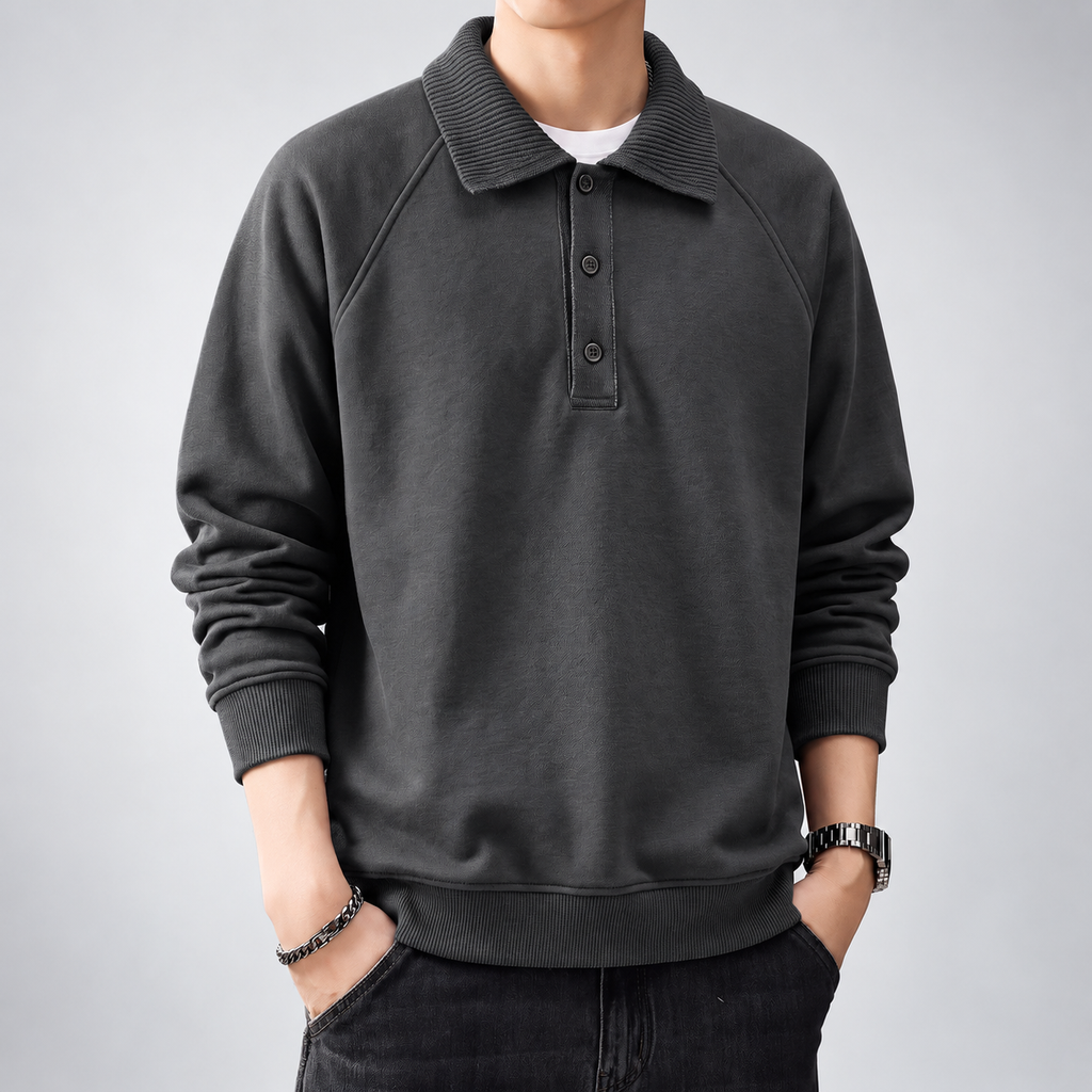 Fletcher Men's Long Sleeve Raglan Polo Sweatshirt
