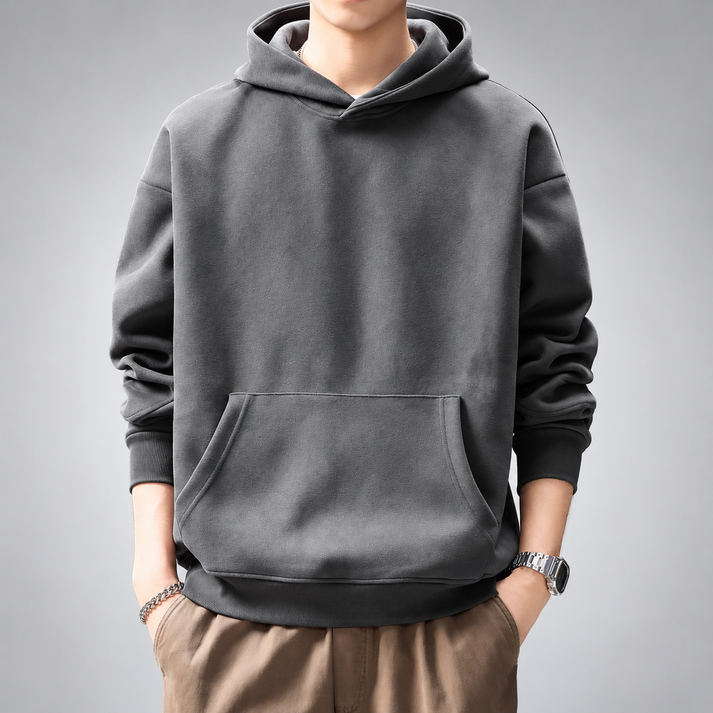 Carter Men's Drop Shoulder Hoodie with Ribbed Cuffs and Hem