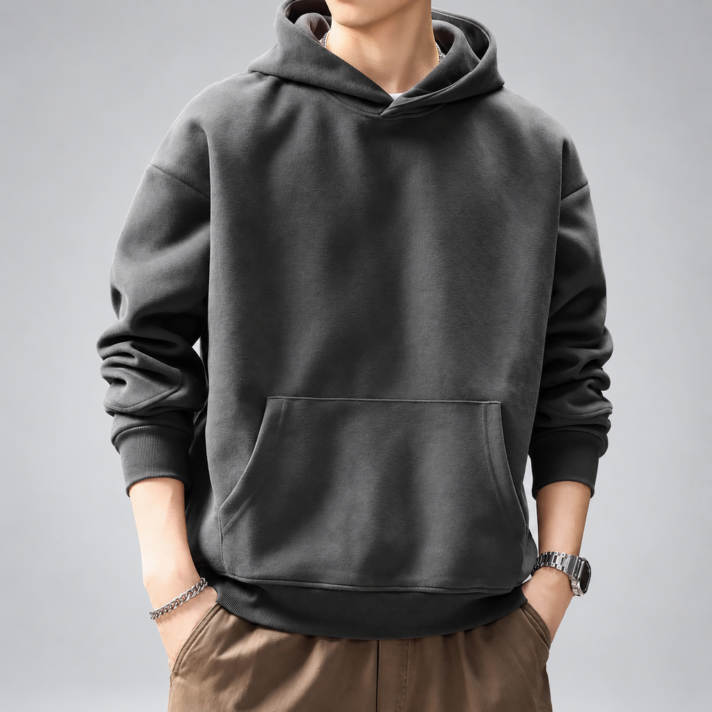 Carter Men's Drop Shoulder Hoodie with Ribbed Cuffs and Hem