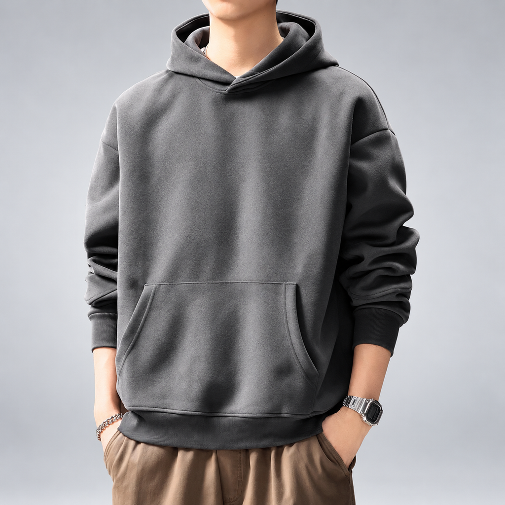 Carter Men's Drop Shoulder Hoodie with Ribbed Cuffs and Hem