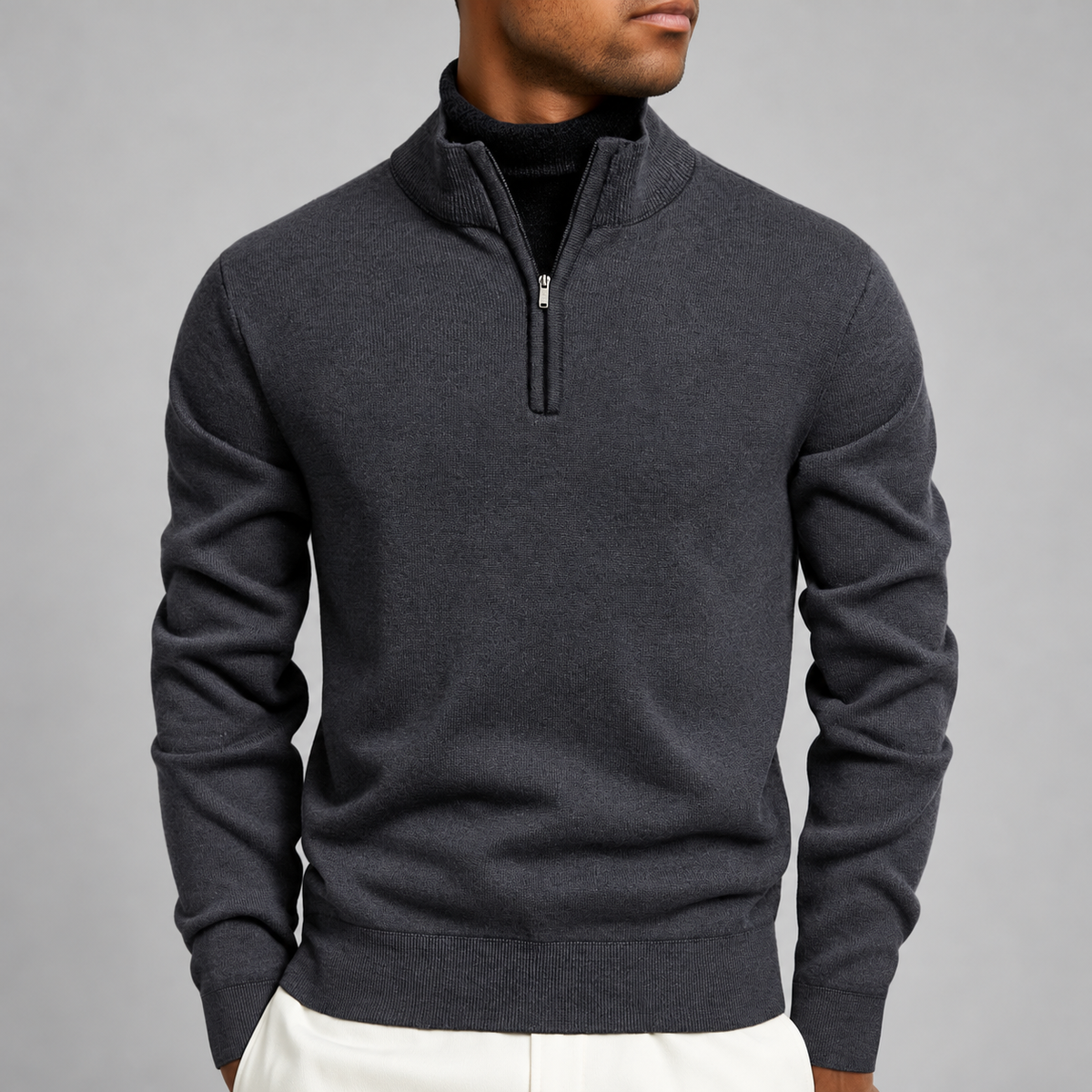 Beaumont Men’s Fine-Knit Pullover with Ribbed Trim
