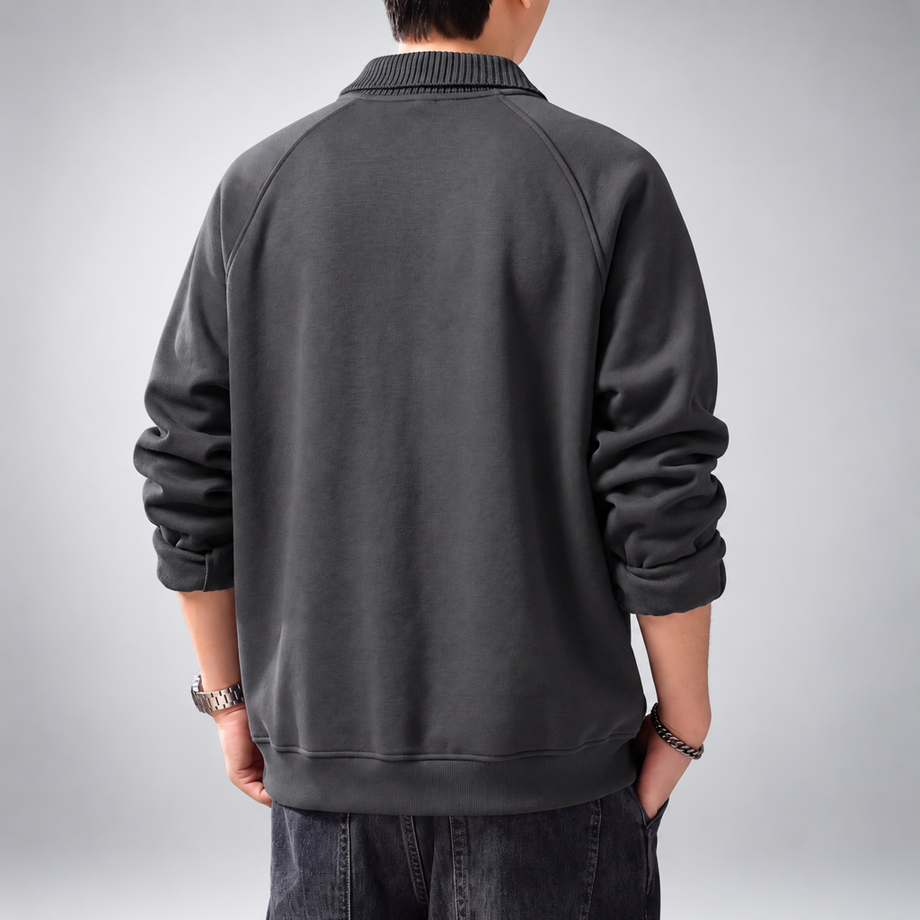 Fletcher Men's Long Sleeve Raglan Polo Sweatshirt