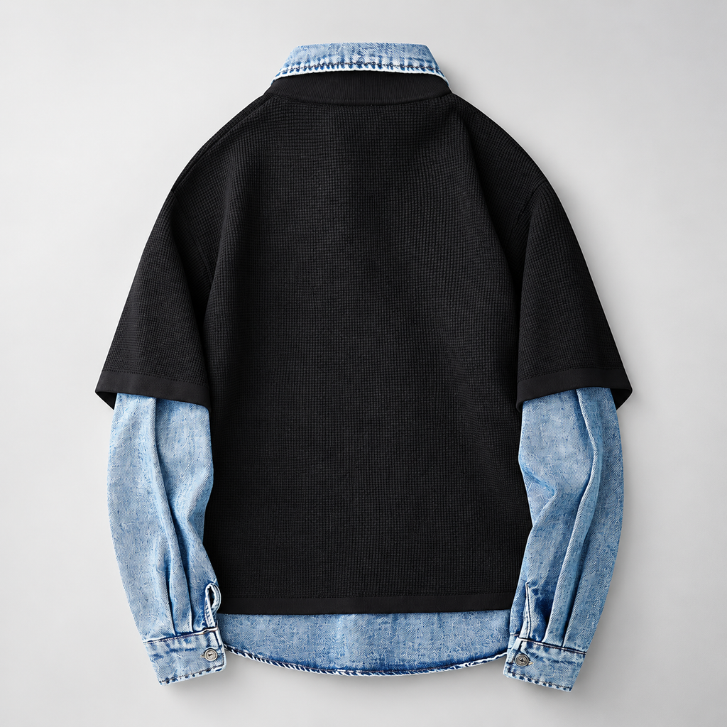 Urban Textured Polo Denim Layer Shirt