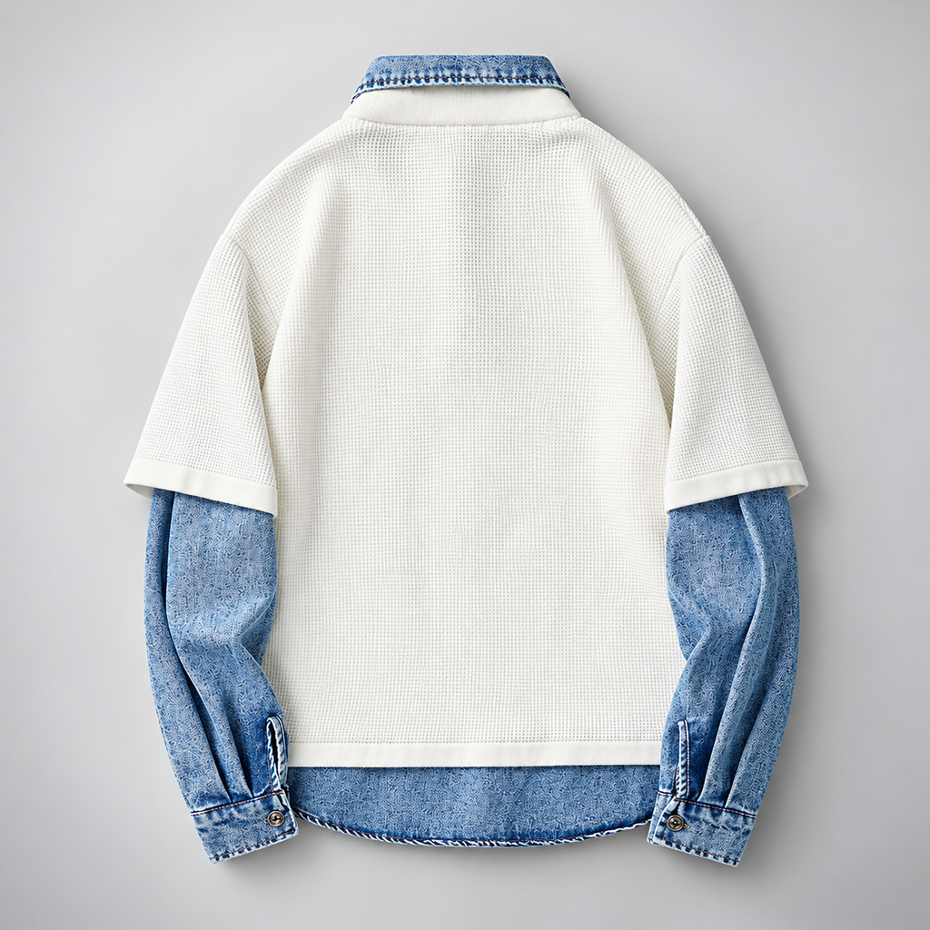 Urban Textured Polo Denim Layer Shirt