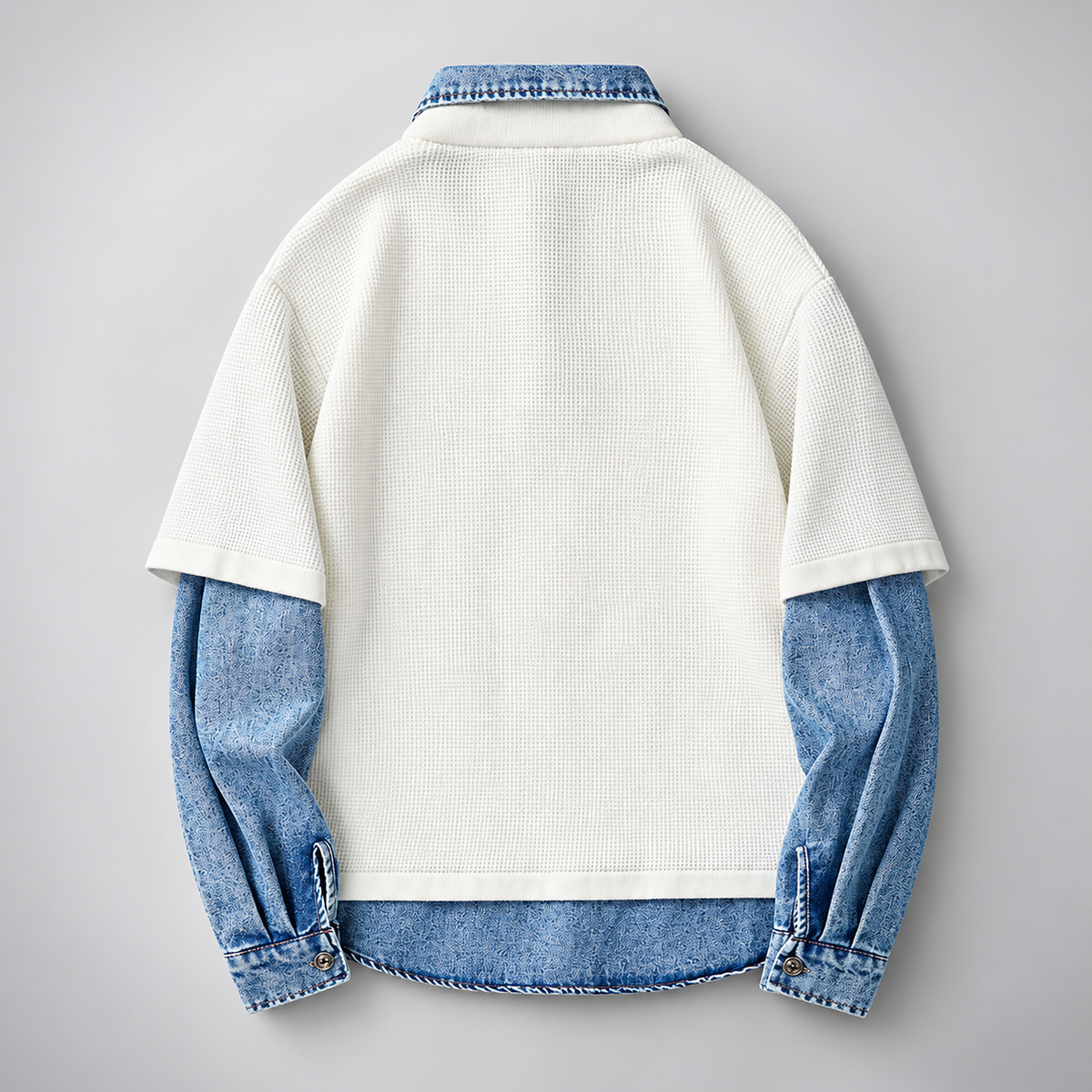 Urban Textured Polo Denim Layer Shirt