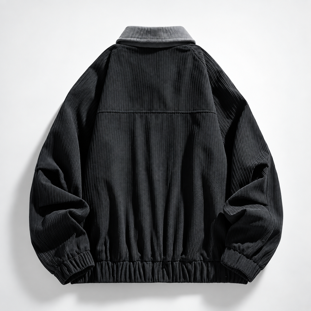 Elysian Textured Zip-Front Bomber Jacket with Contrast Collar