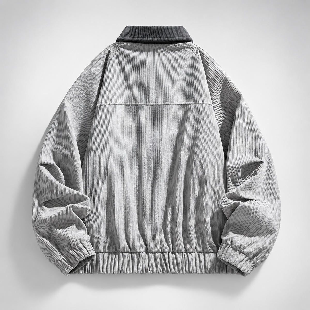 Elysian Textured Zip-Front Bomber Jacket with Contrast Collar