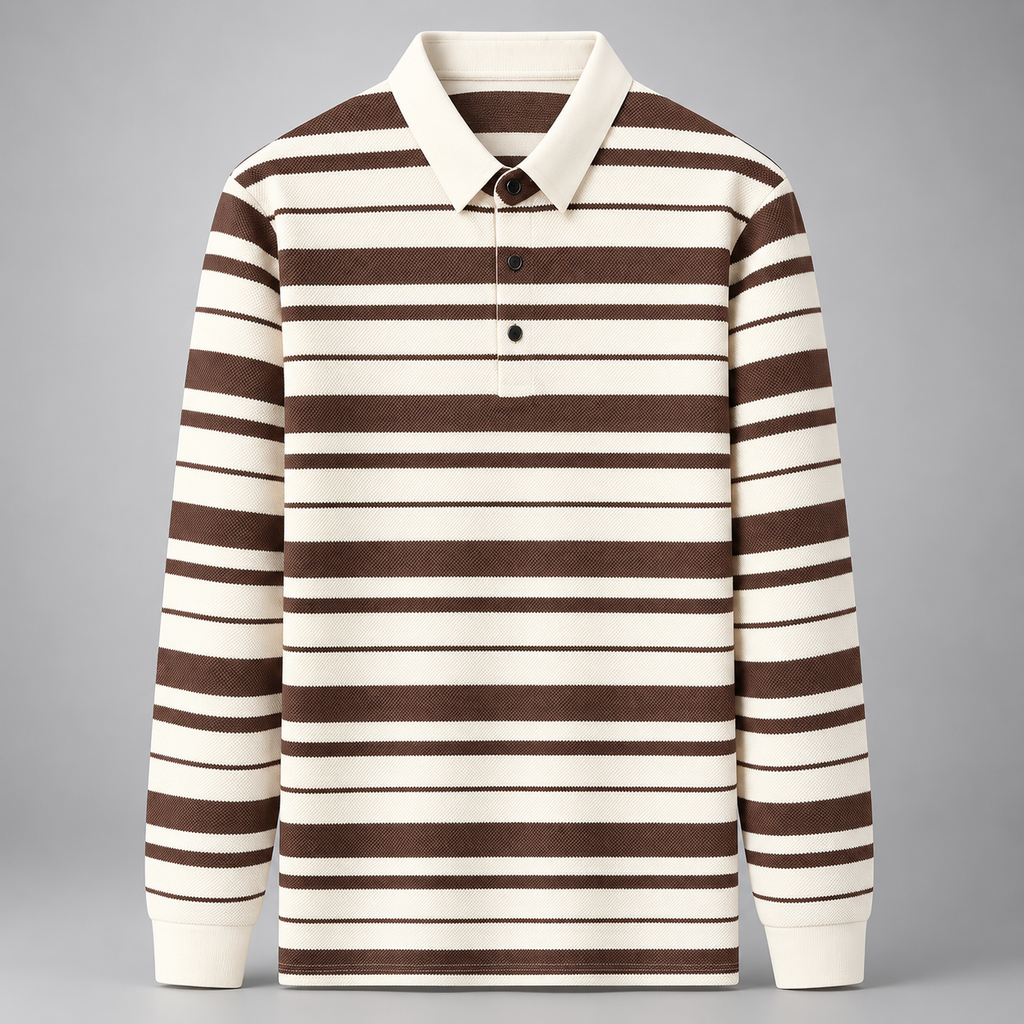 Azura Men’s Textured Stripe Long Sleeve Polo Sweater