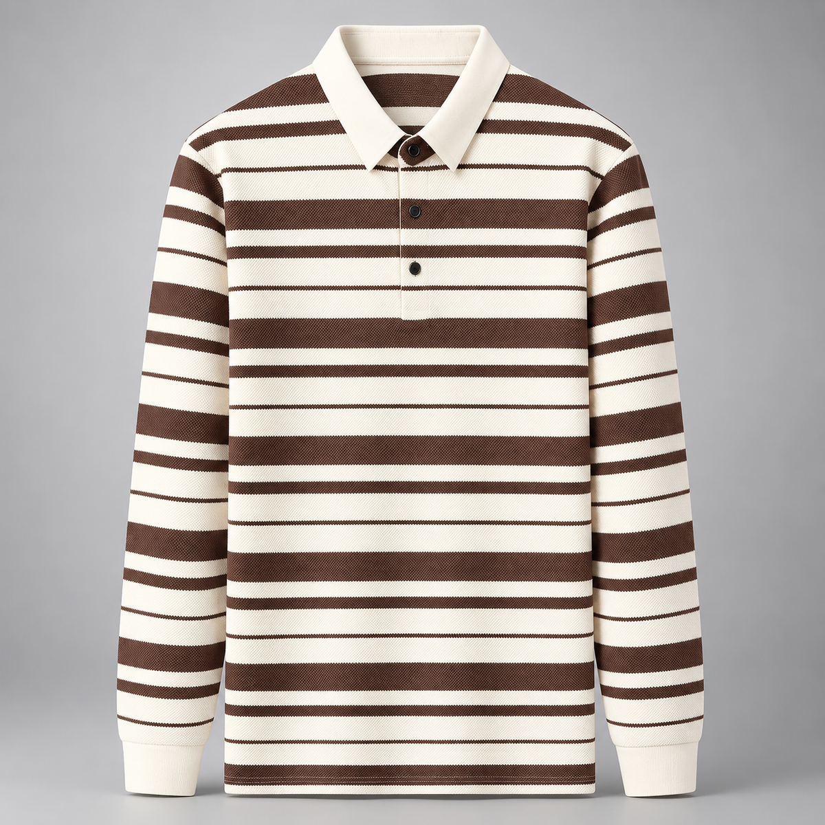 Azura Men’s Textured Stripe Long Sleeve Polo Sweater