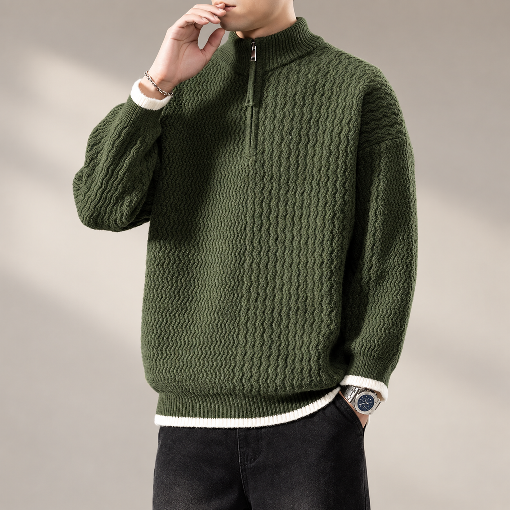 Heritage Men’s Textured Knit Half-Zip Sweater