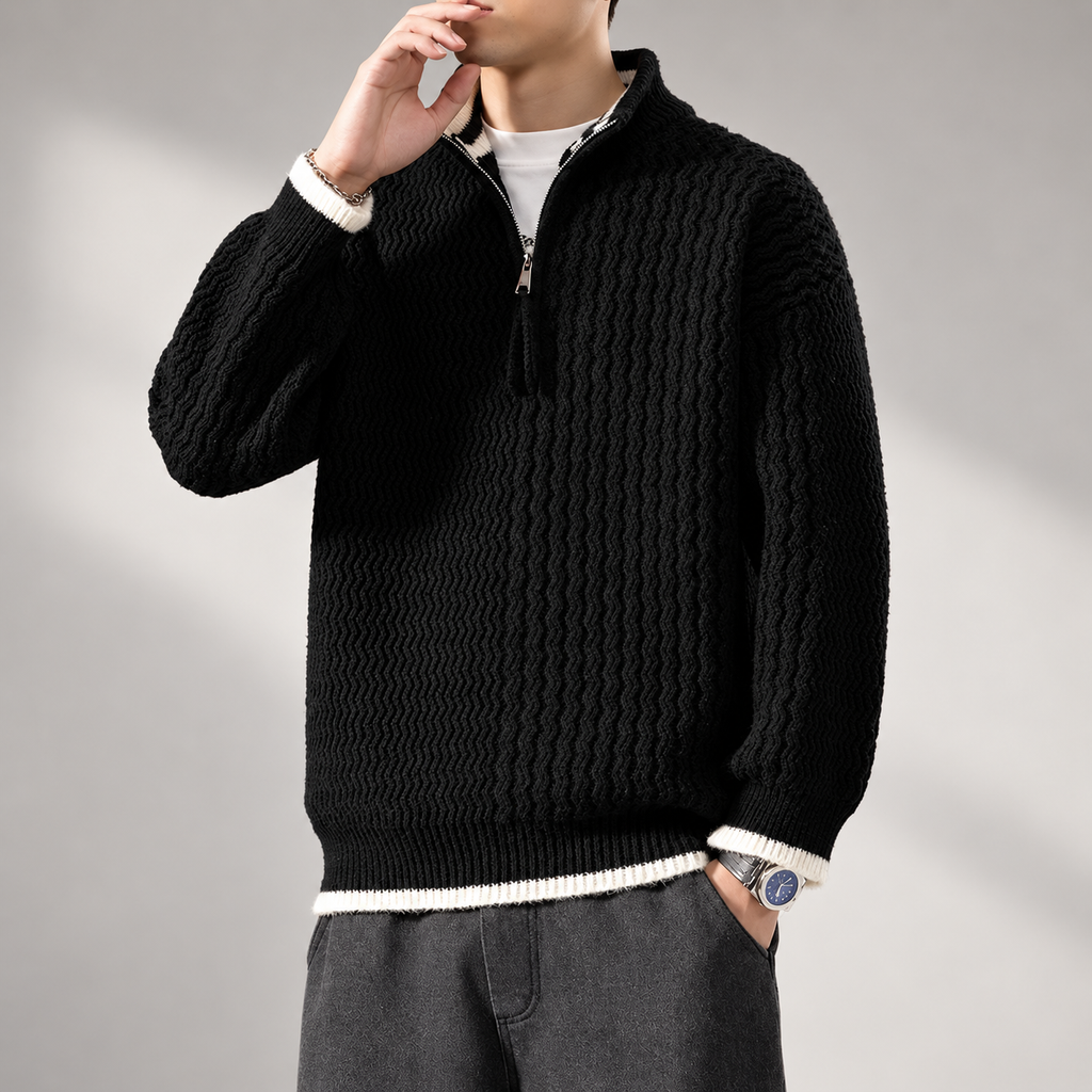 Heritage Men’s Textured Knit Half-Zip Sweater