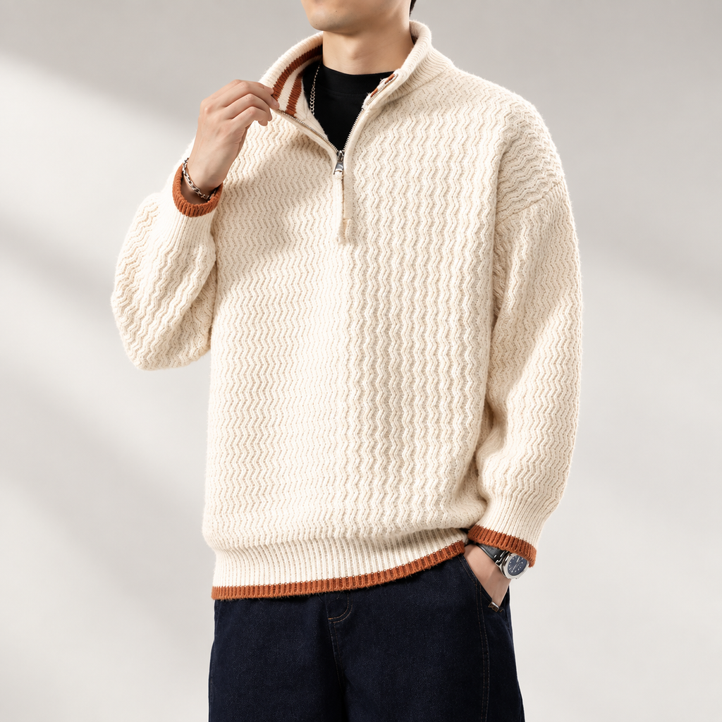 Heritage Men’s Textured Knit Half-Zip Sweater