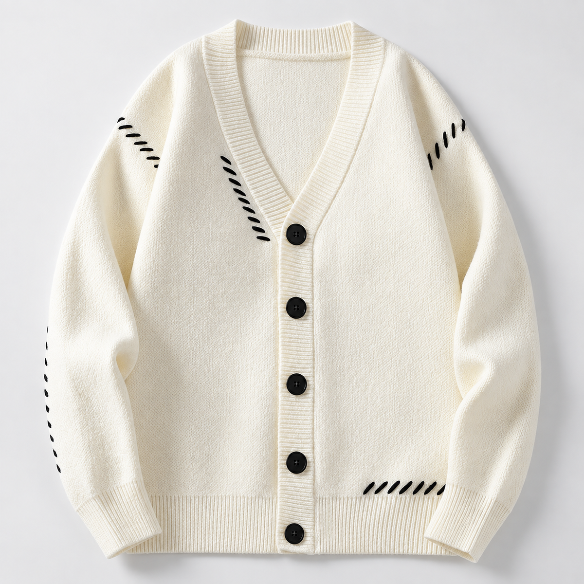 Ronnie Men's Whipstitch Button-Front Knit Cardigan