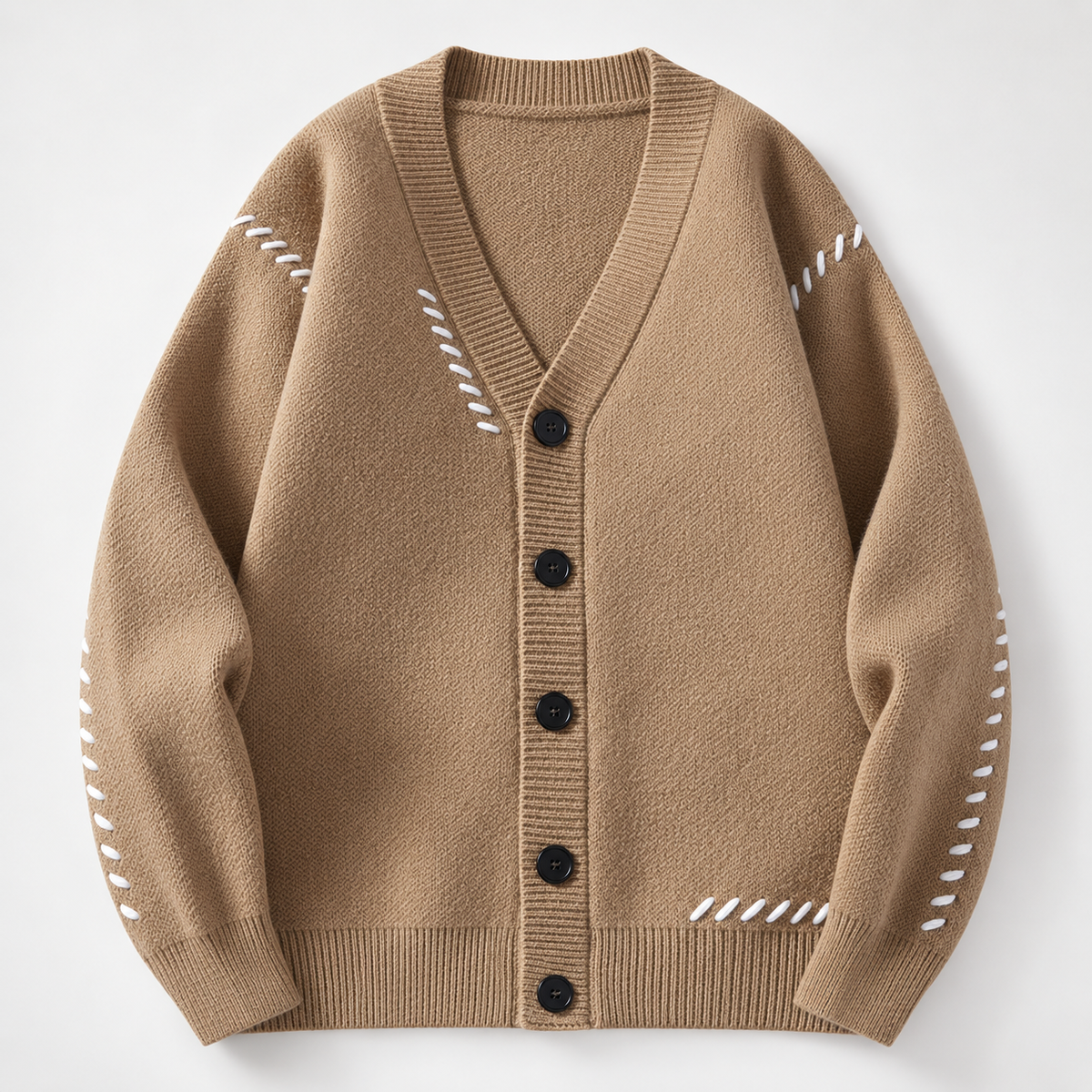 Ronnie Men's Whipstitch Button-Front Knit Cardigan