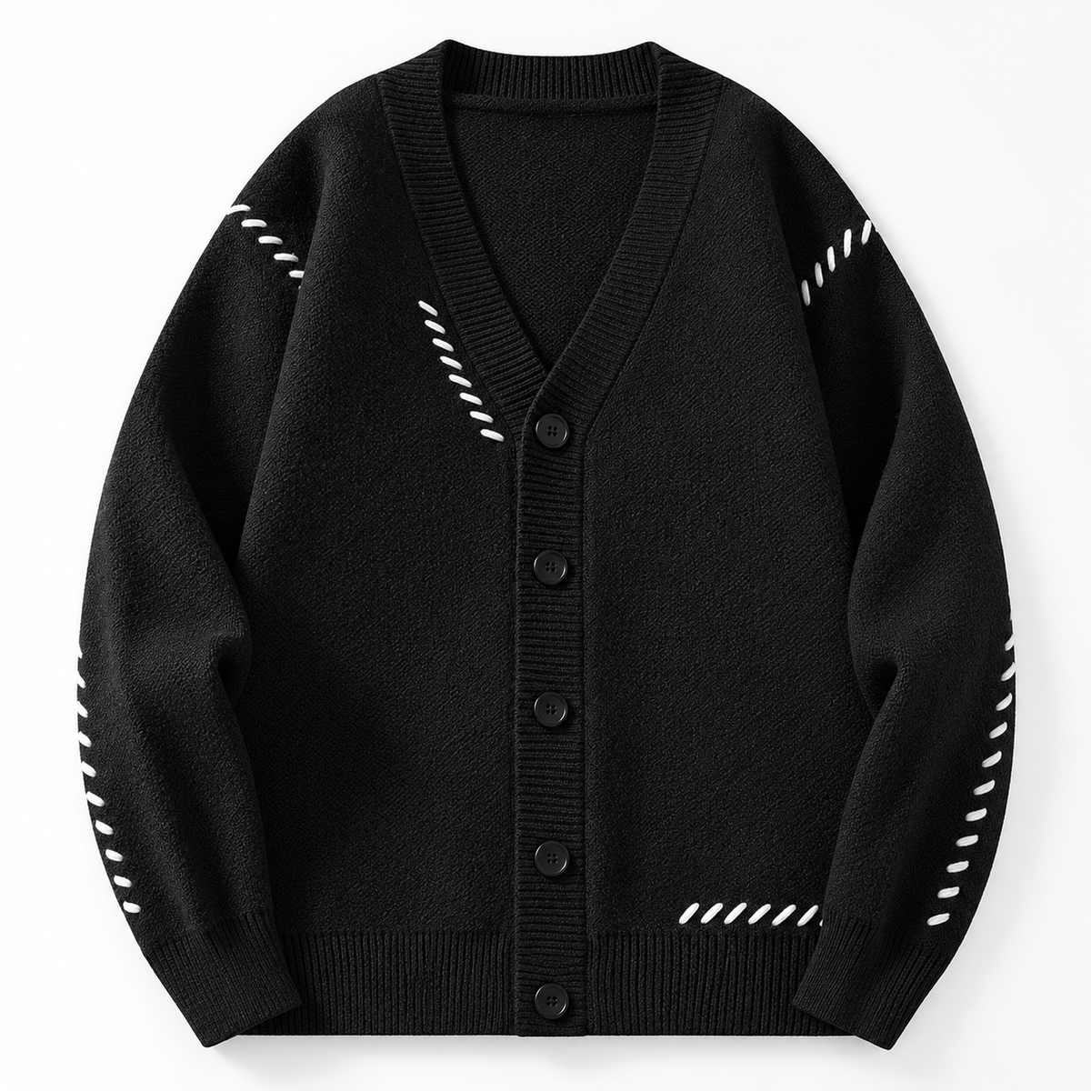 Ronnie Men's Whipstitch Button-Front Knit Cardigan