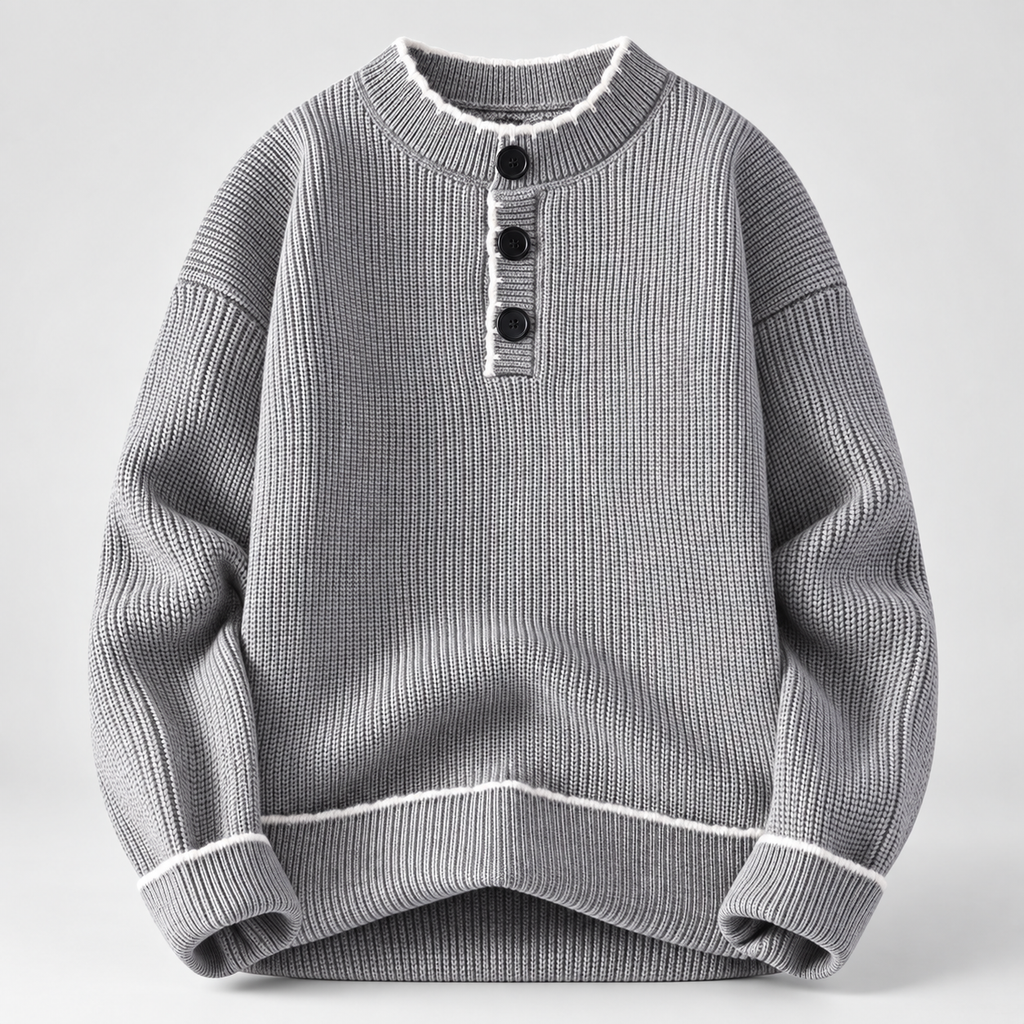 Everett Men's Ribbed Henley Knit Sweater