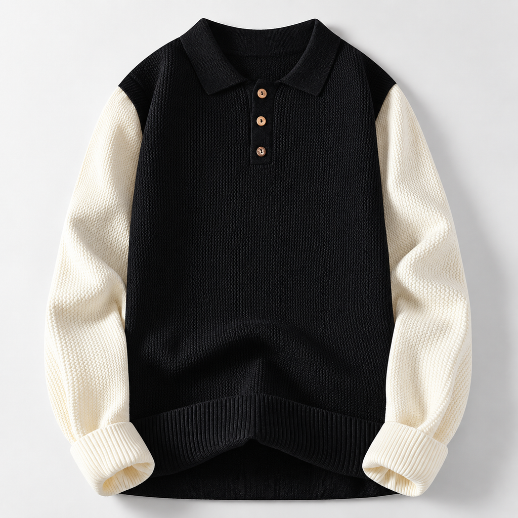 Ryder Men’s Colorblock Contrast Knit Polo Sweater
