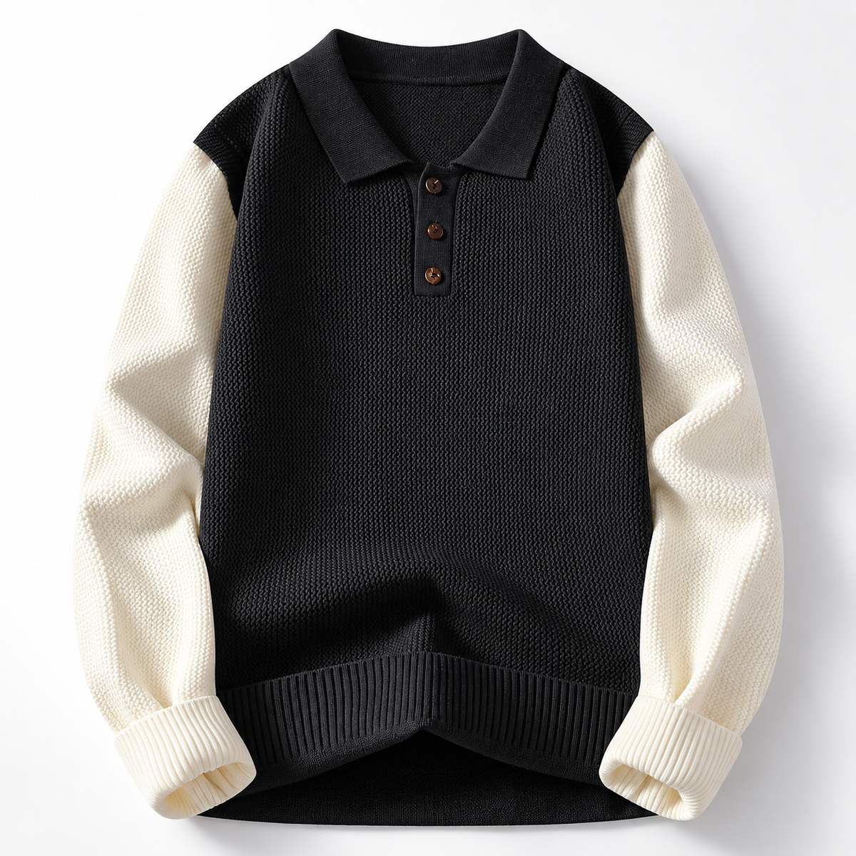 Ryder Men’s Colorblock Contrast Knit Polo Sweater