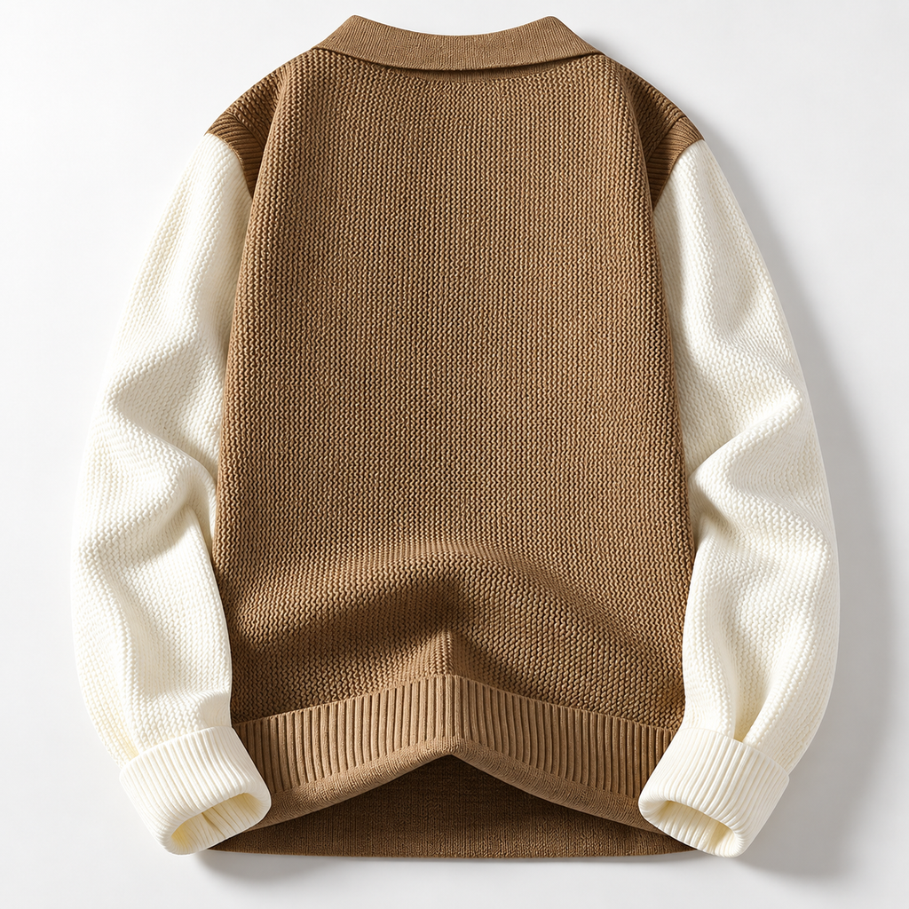 Ryder Men’s Colorblock Contrast Knit Polo Sweater