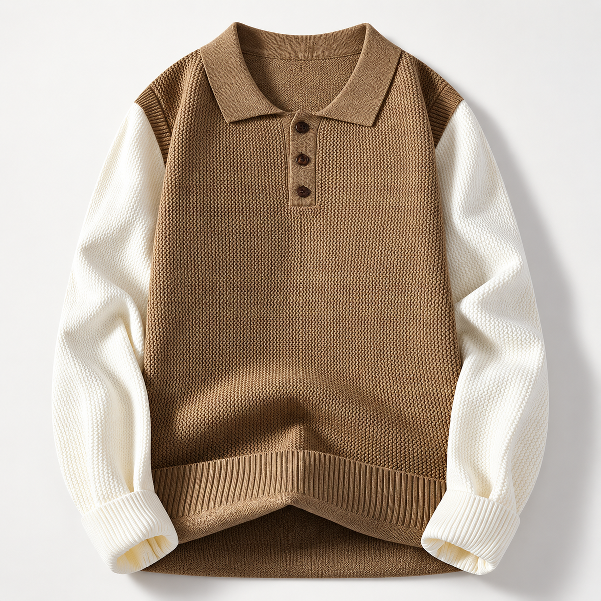 Ryder Men’s Colorblock Contrast Knit Polo Sweater