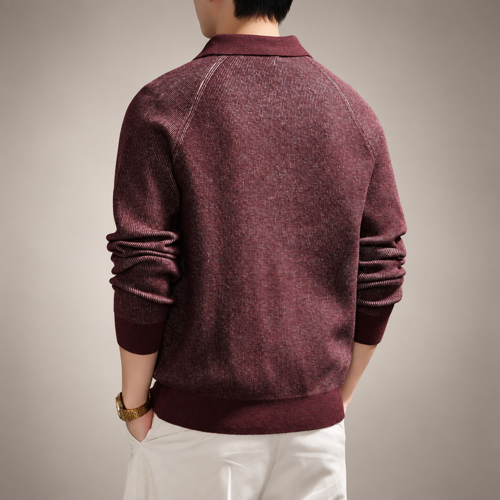 Alden Men's Long Sleeve Ribbed Knit Zip-Up Jacket
