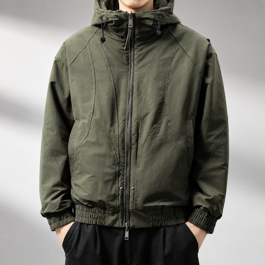 Lorenzo Men’s Fleece-Lined Casual Hooded Jacket