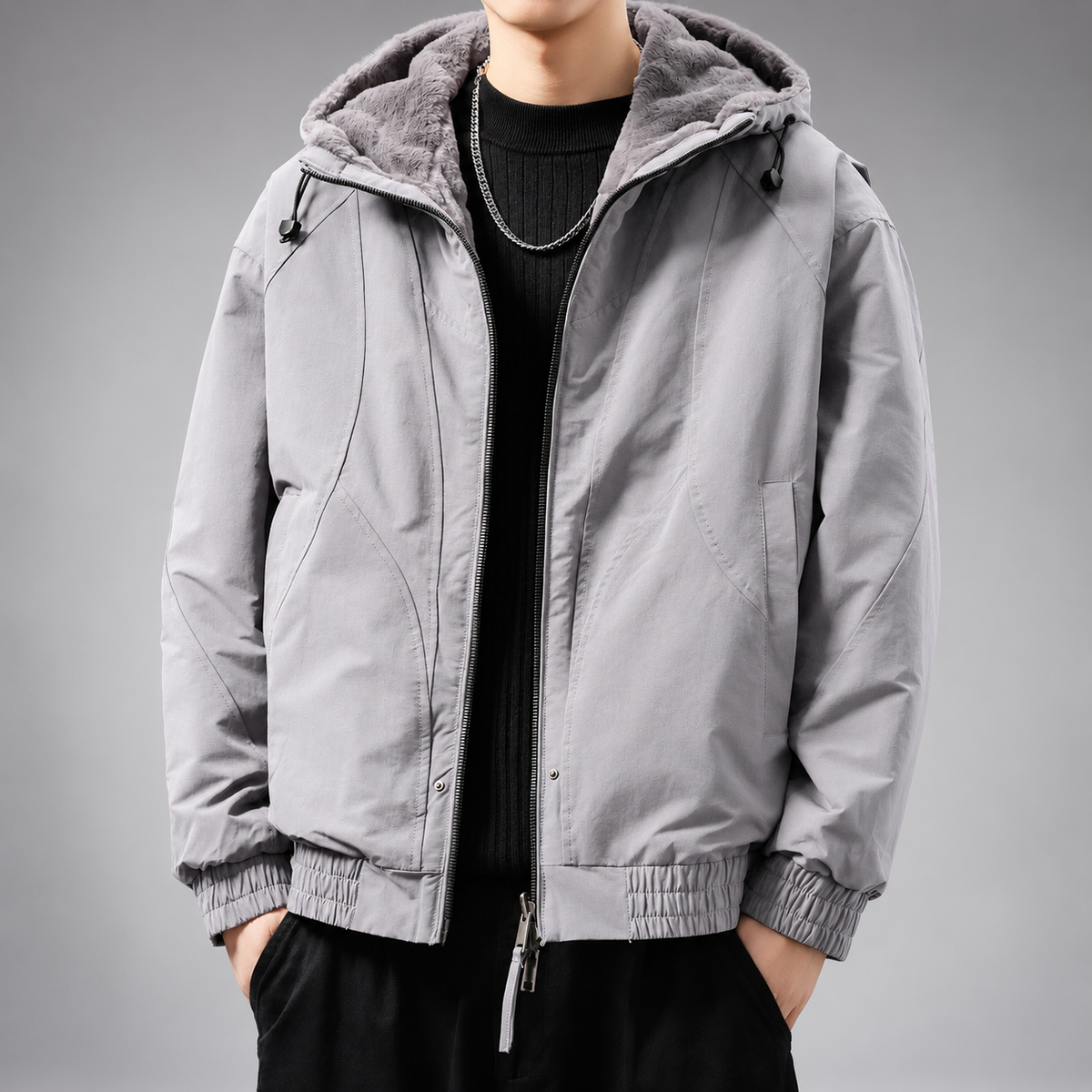Lorenzo Men’s Fleece-Lined Casual Hooded Jacket