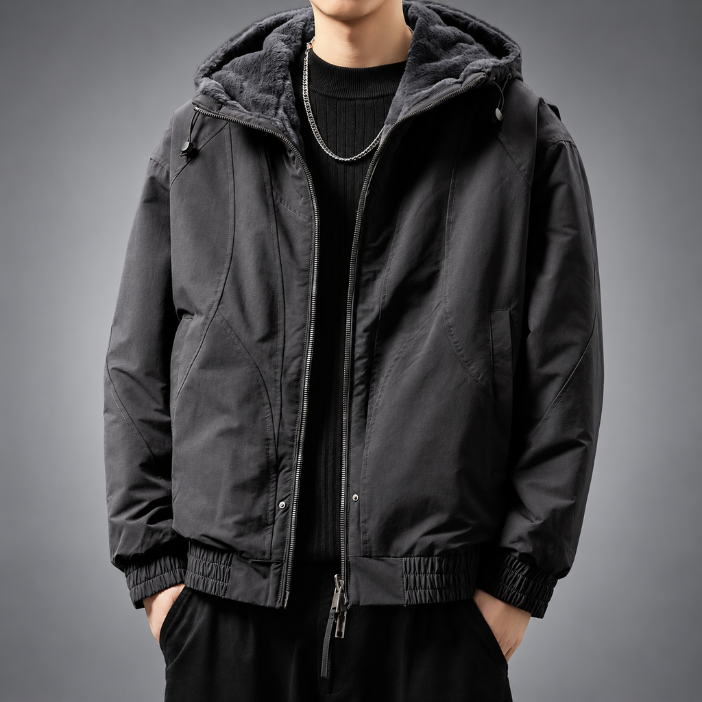 Lorenzo Men’s Fleece-Lined Casual Hooded Jacket