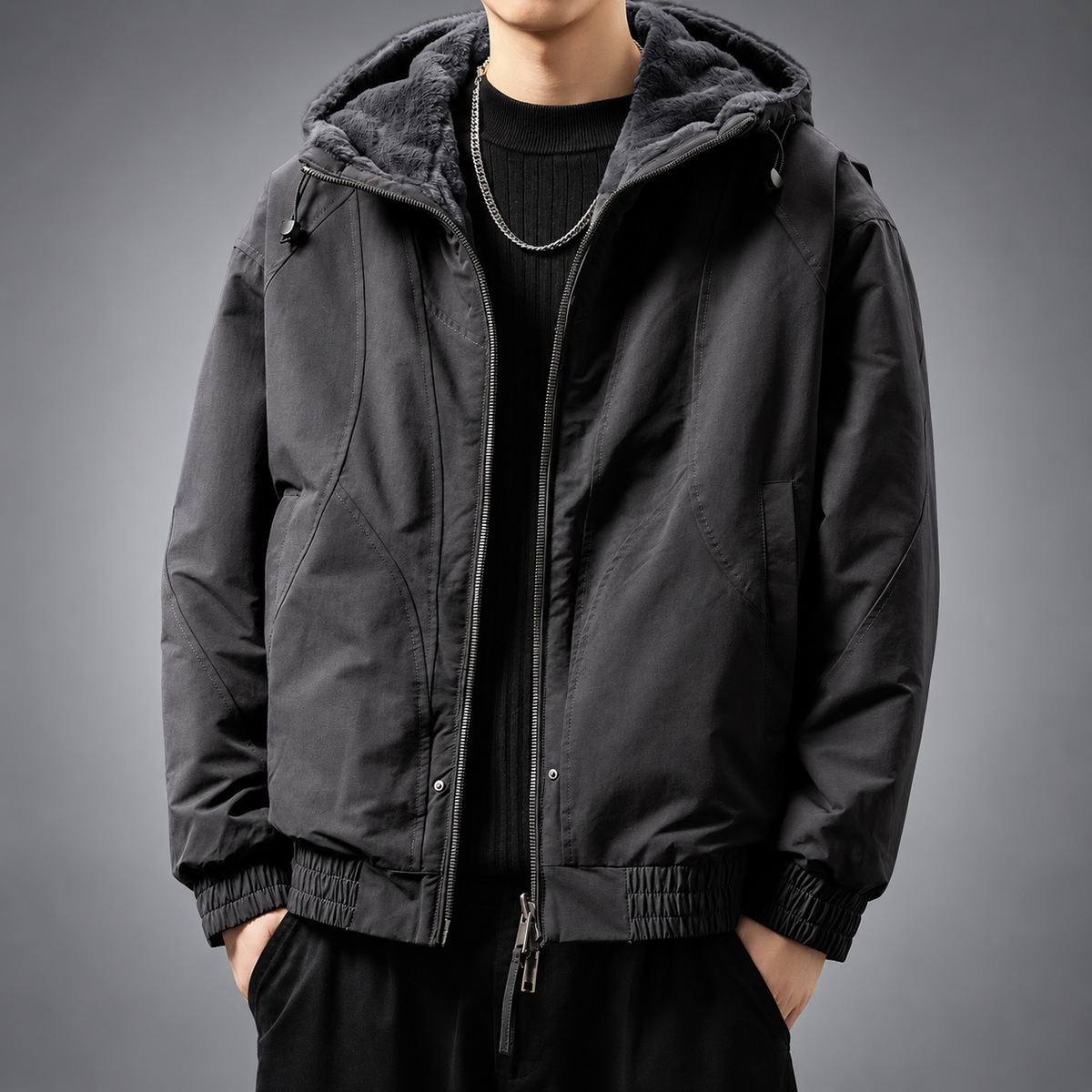 Lorenzo Men’s Fleece-Lined Casual Hooded Jacket