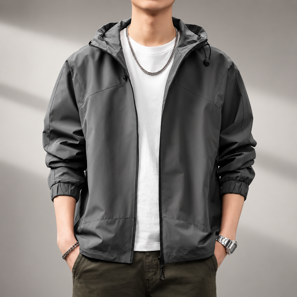 Ricci Men’s Lightweight Hooded Zip Jacket