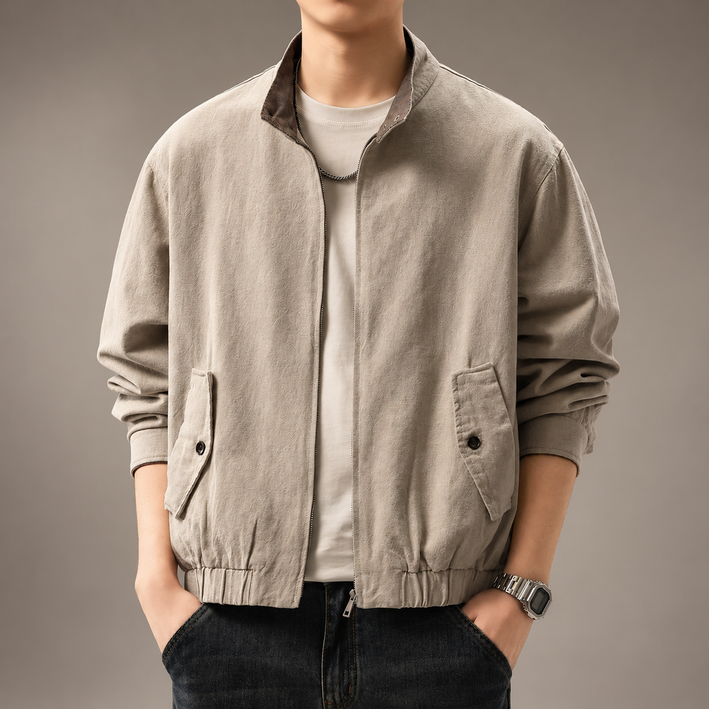 Zion Men’s Lightweight Stand Collar Zip Jacket