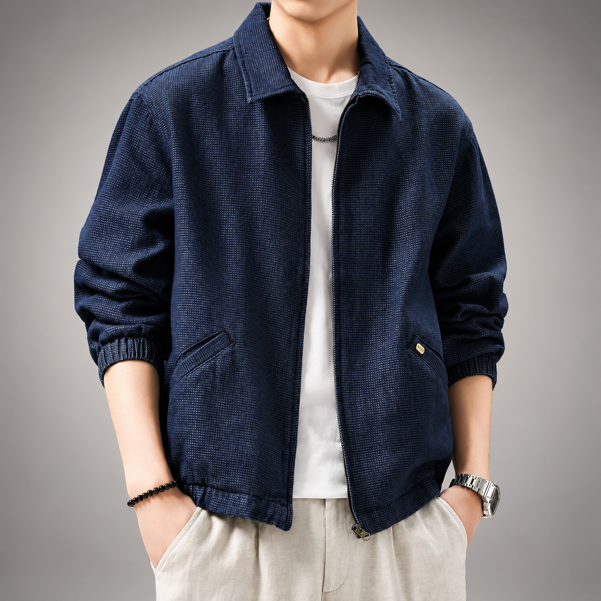 Henbury Men's Casual Textured Jacket