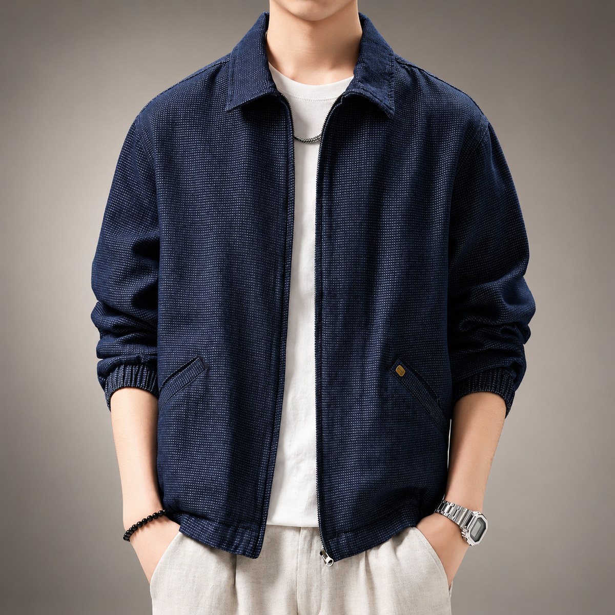 Henbury Men's Casual Textured Jacket