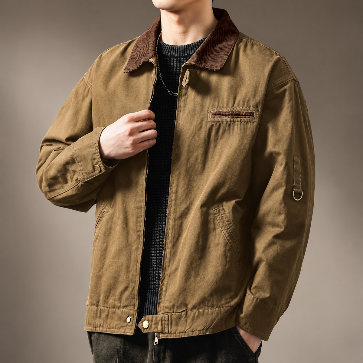 Harrison Men’s Corduroy Collar Utility Jacket