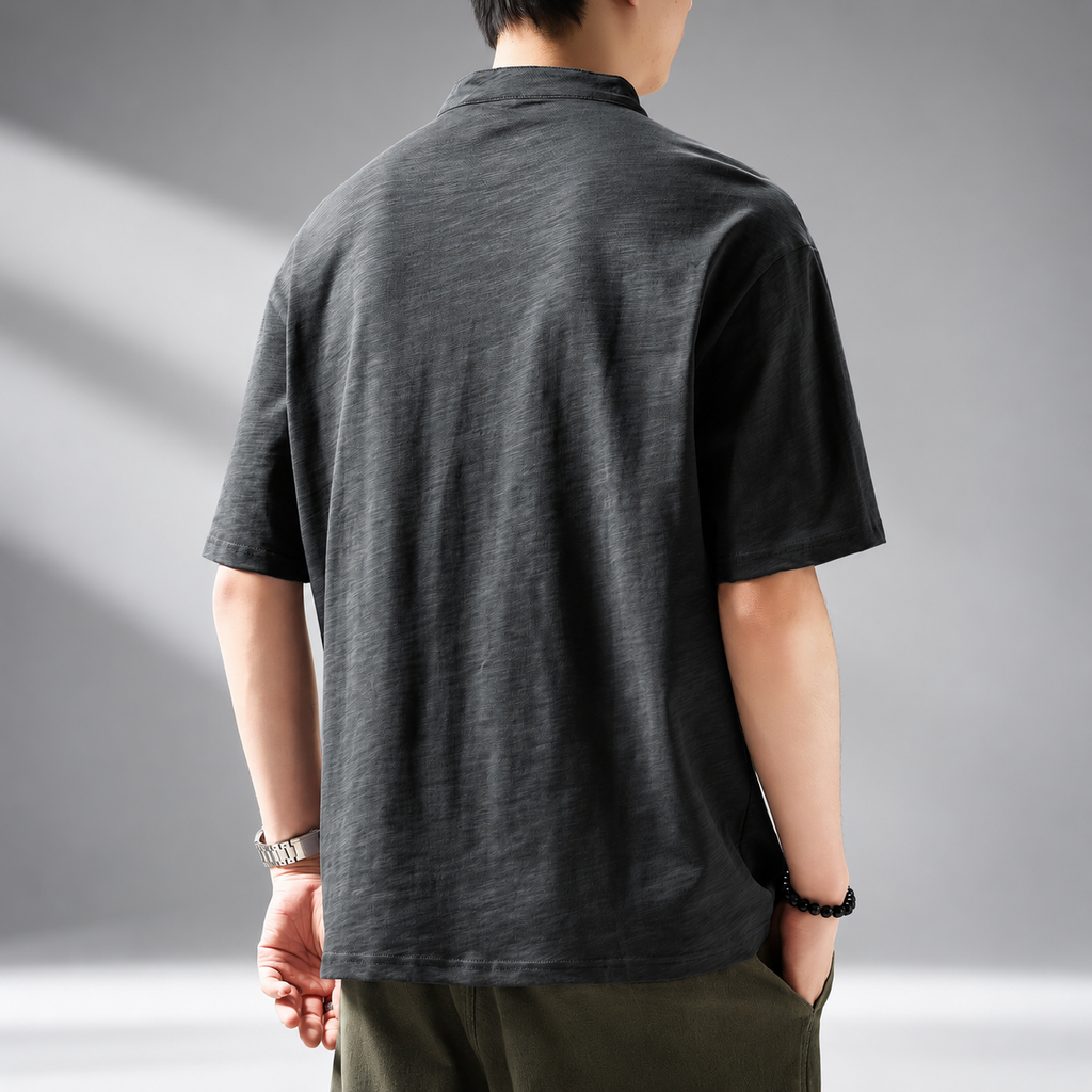 Azura Textured Stand Collar Button Shirt