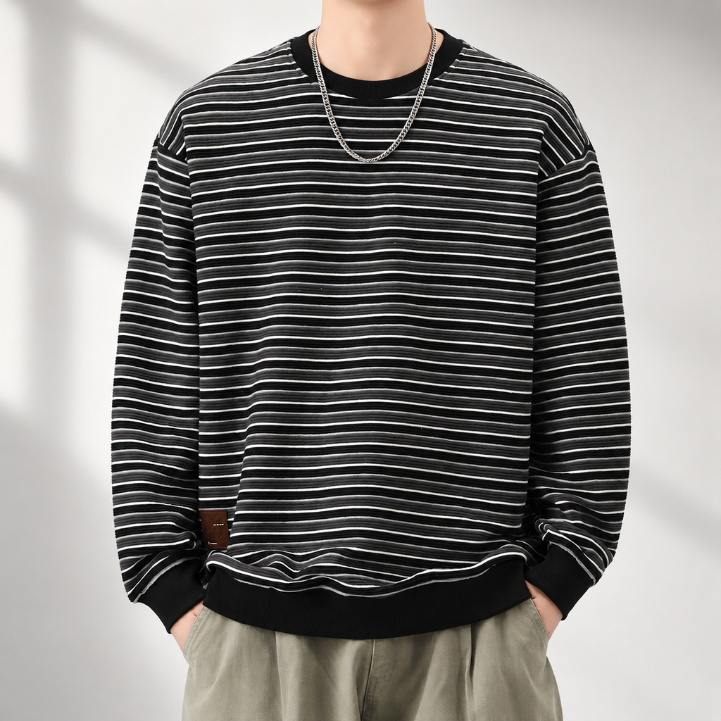 Luca Relaxed Stripe Knit Crewneck Sweater