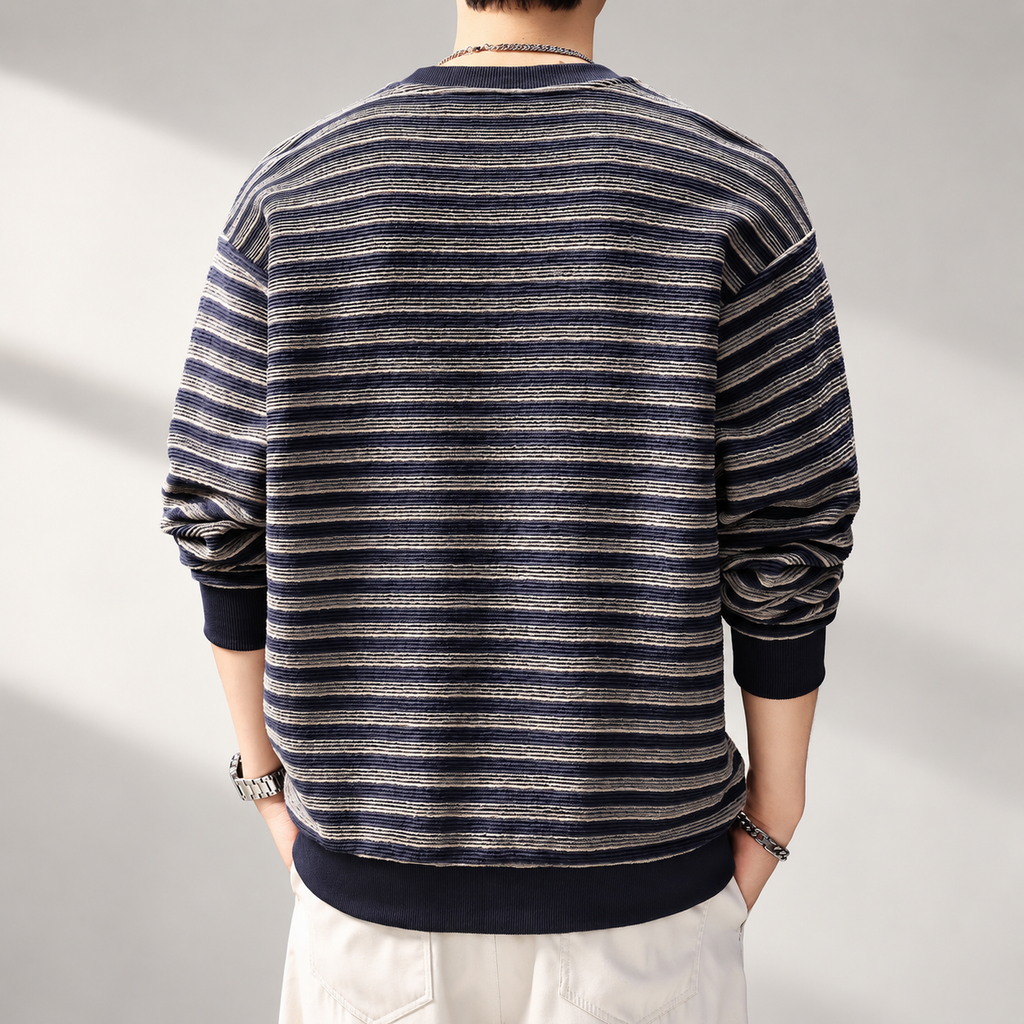 Luca Relaxed Stripe Knit Crewneck Sweater
