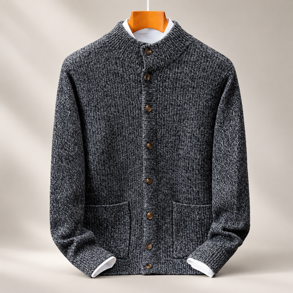 Everett Men’s Marled Knit Button-Front Cardigan Sweater