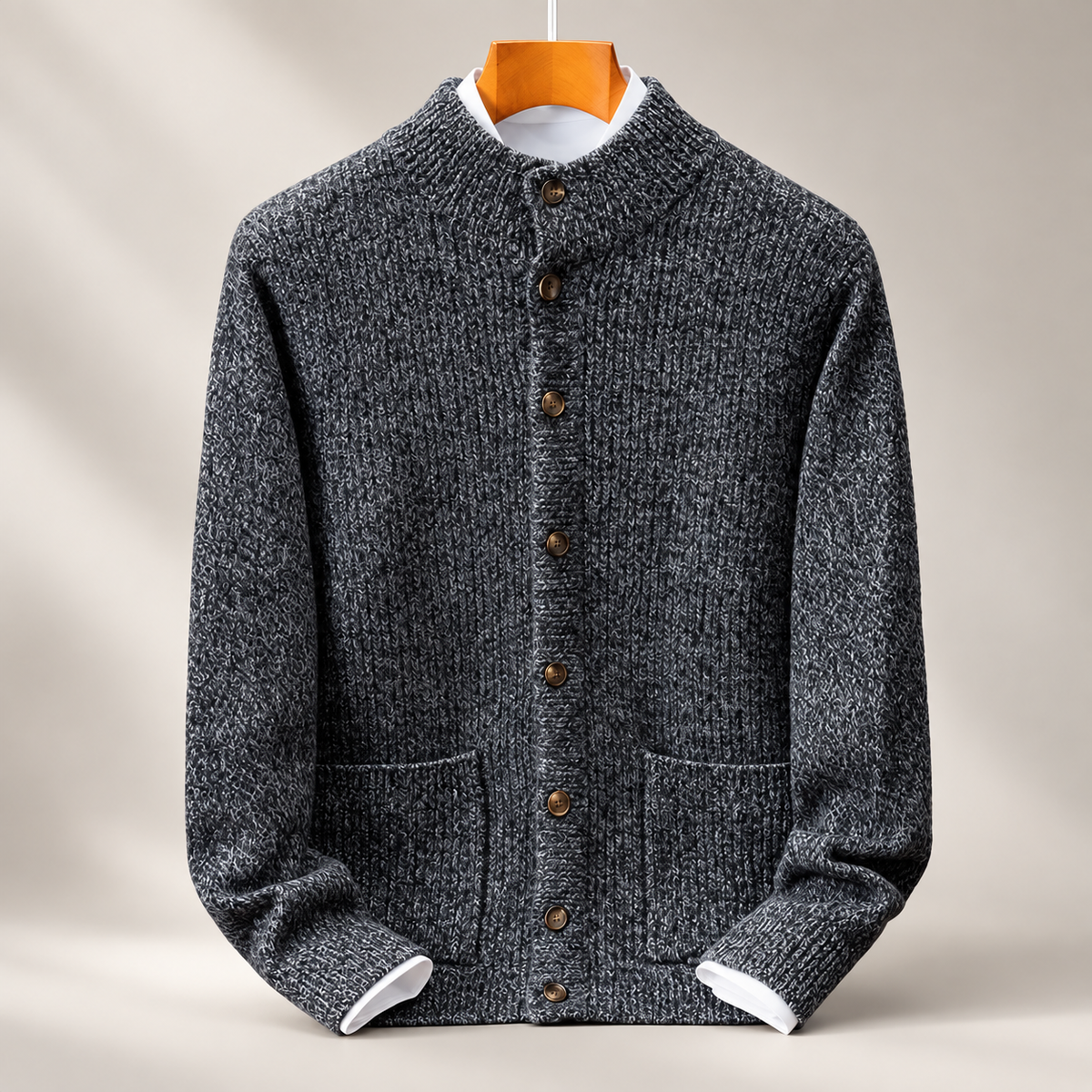 Everett Men’s Marled Knit Button-Front Cardigan Sweater