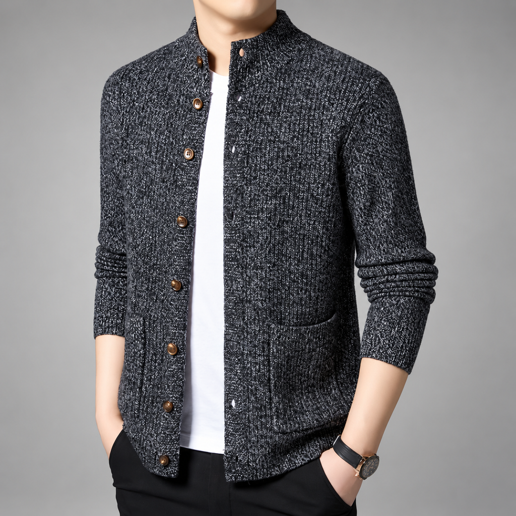 Everett Men’s Marled Knit Button-Front Cardigan Sweater