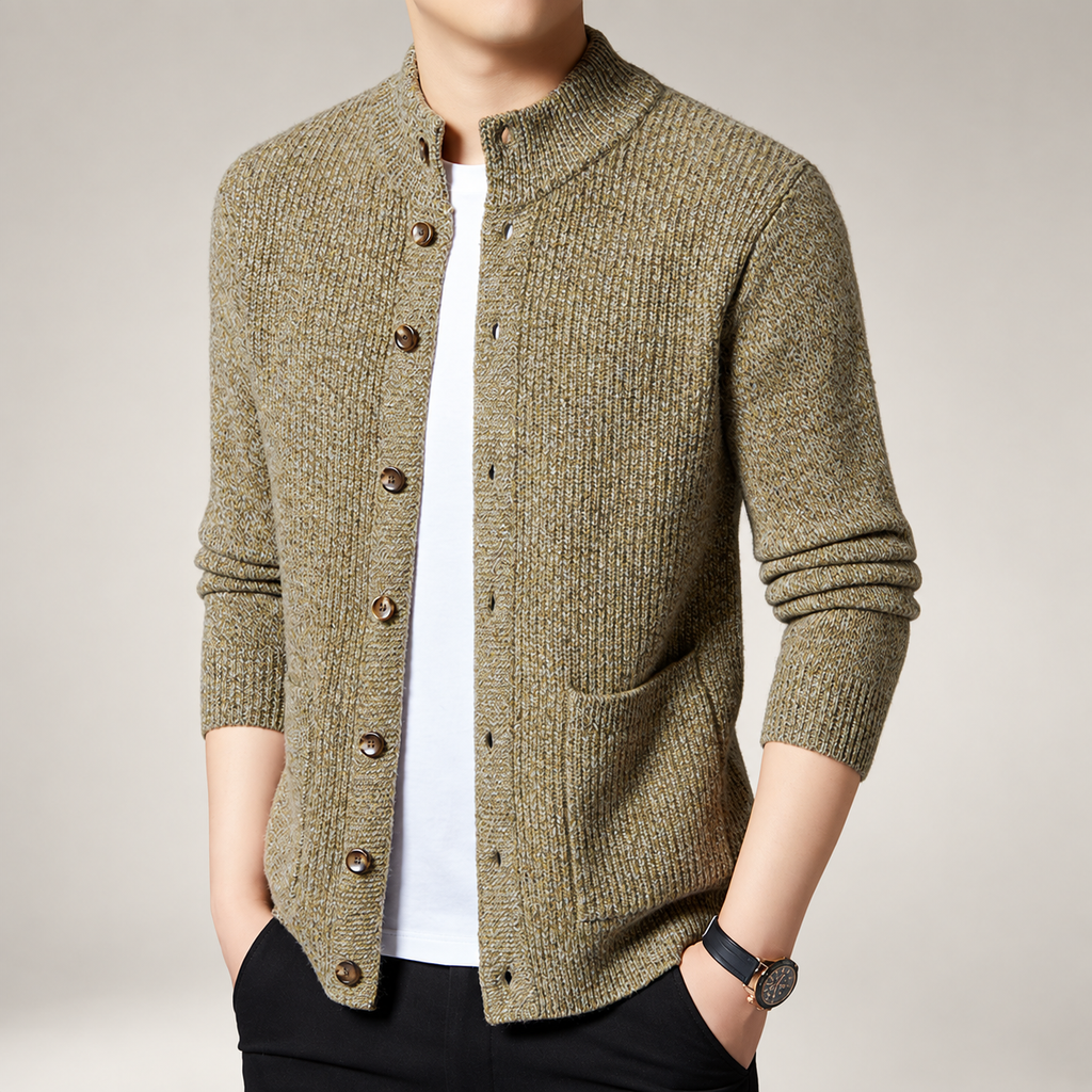 Everett Men’s Marled Knit Button-Front Cardigan Sweater