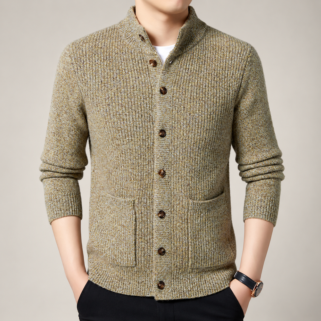 Everett Men’s Marled Knit Button-Front Cardigan Sweater