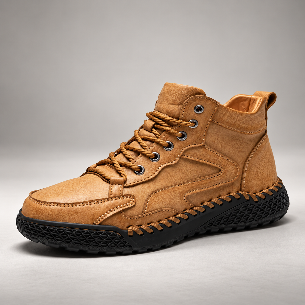 Theo Textured Lace-Up High-Top Casual Boots