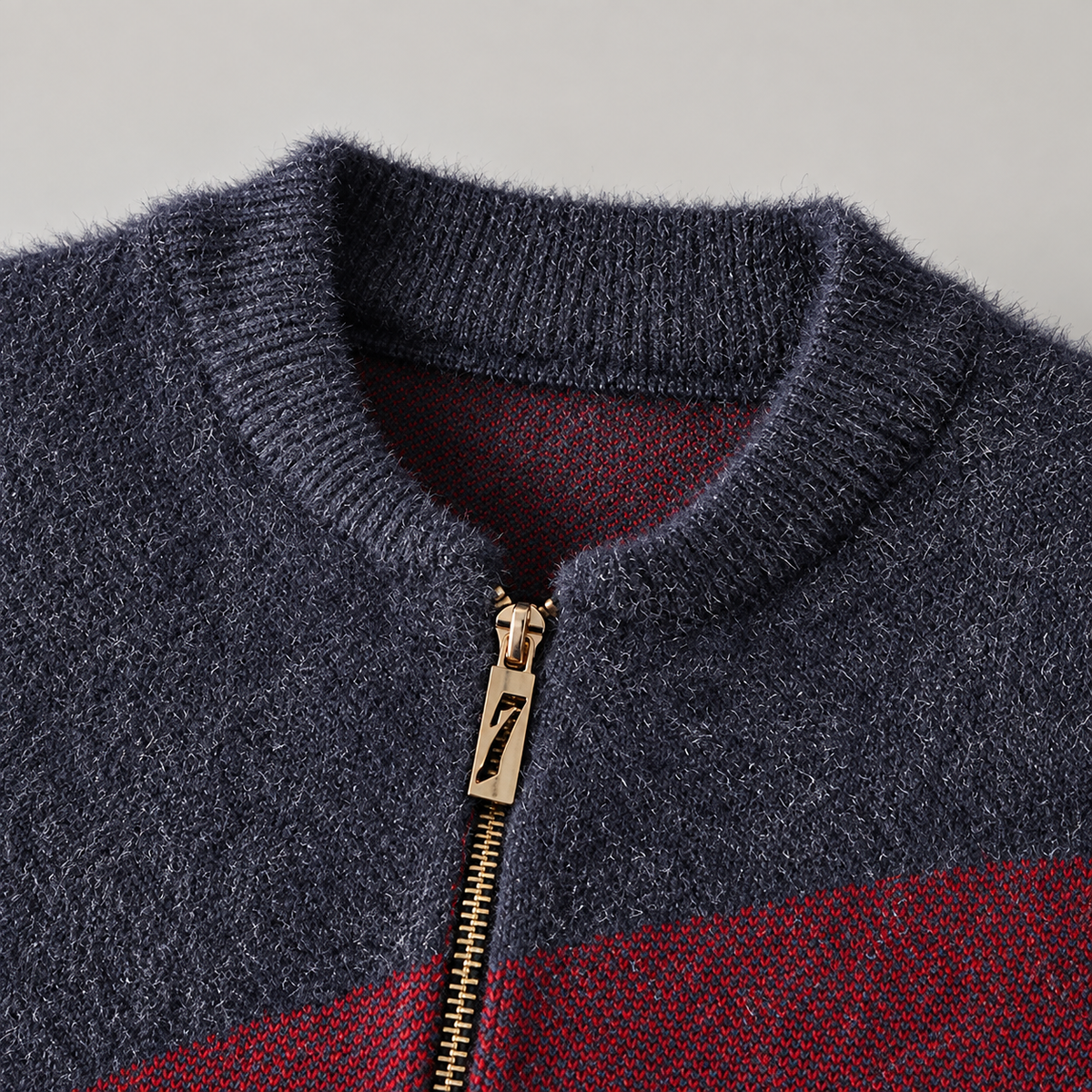 Julian Geometric Pattern Zip-Up Knit Cardigan Sweater