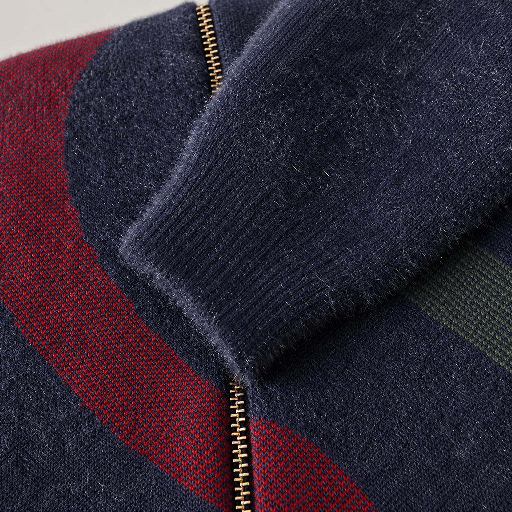 Julian Geometric Pattern Zip-Up Knit Cardigan Sweater