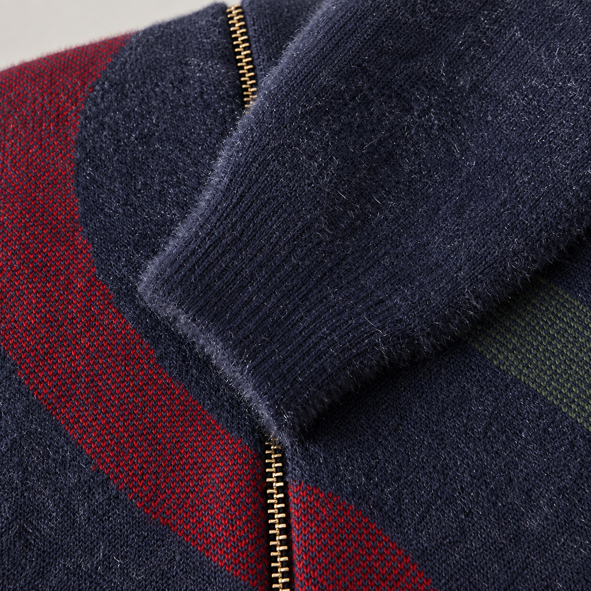 Julian Geometric Pattern Zip-Up Knit Cardigan Sweater