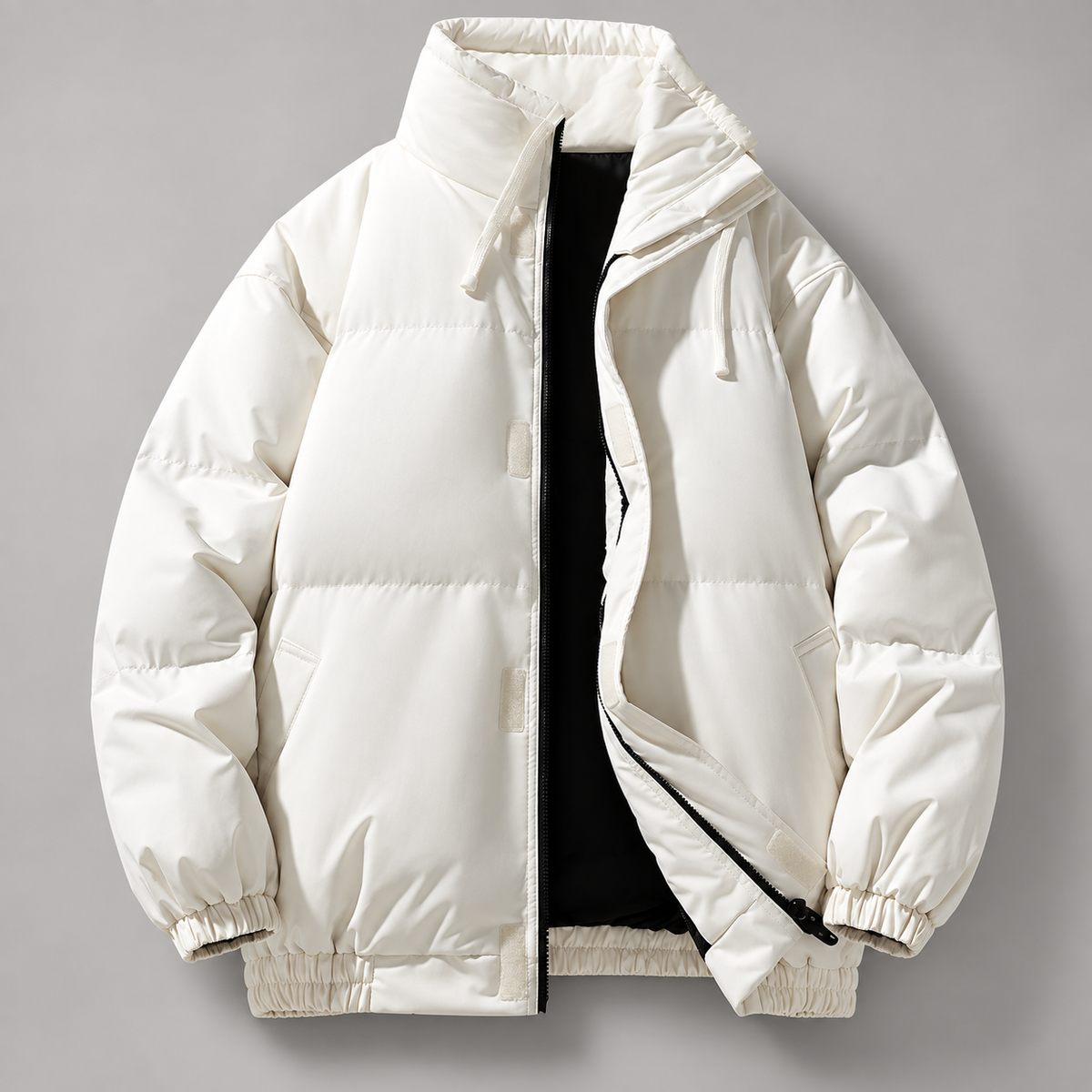 Ellis Quilted Puffer Jacket with High Collar and Zip Front